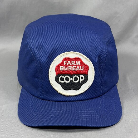 Vtg Farm Bureau Co Op Ear Flaps Fitted 7 3/8 Hat Cap Blue Agriculture Rancher - Picture 4 of 16